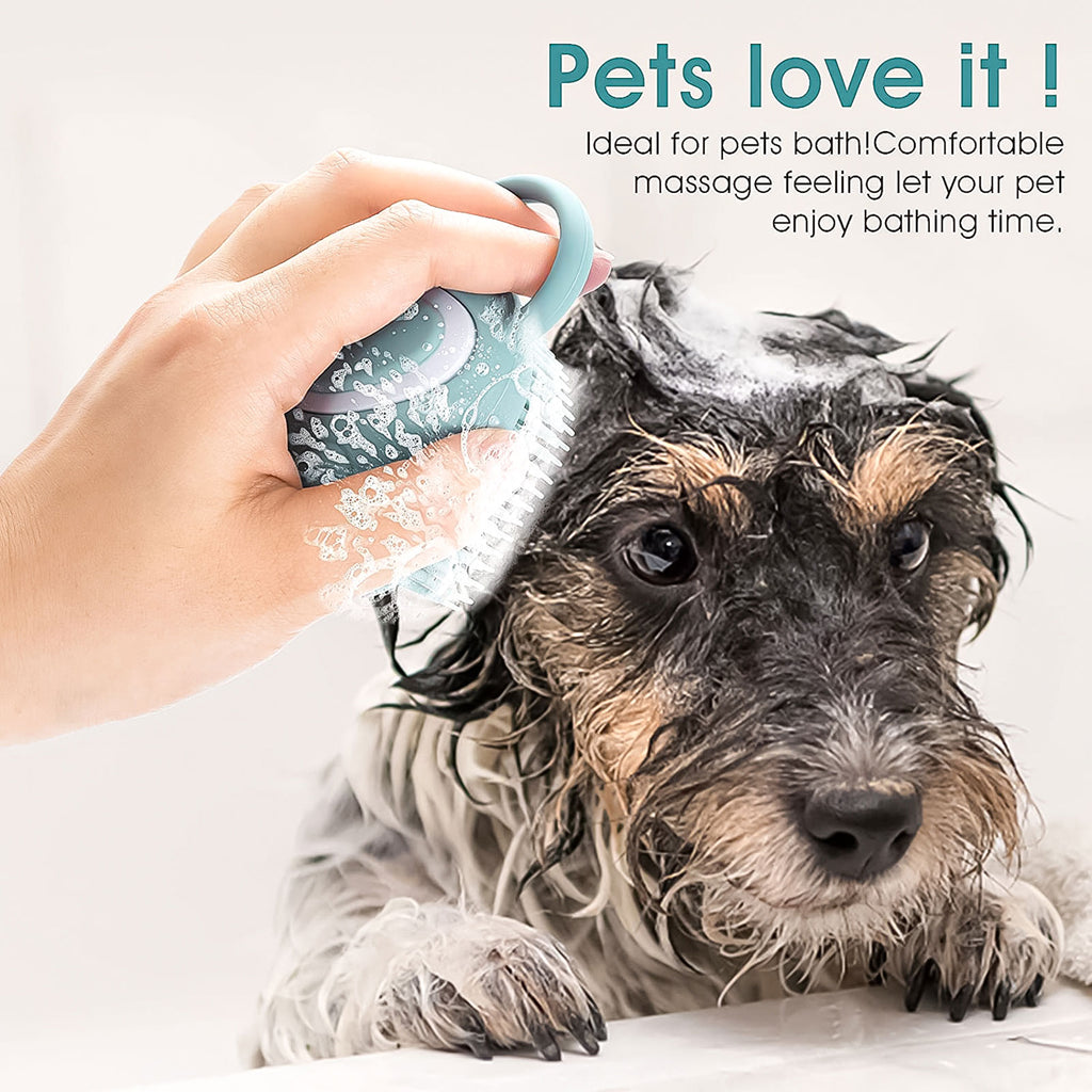 Silicone Dog Brush with Shampoo Dispenser for Bathing