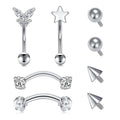 Longita Internally Threaded Rook Piercing Jewelry Rook Jewelry Rook Earrings Eyebrow Piercing Jewelry Eyebrow Rings Vertical Labret Lip Jewelry 16g Curved Barbell Piercing Jewelry 8mm 10mm Silver