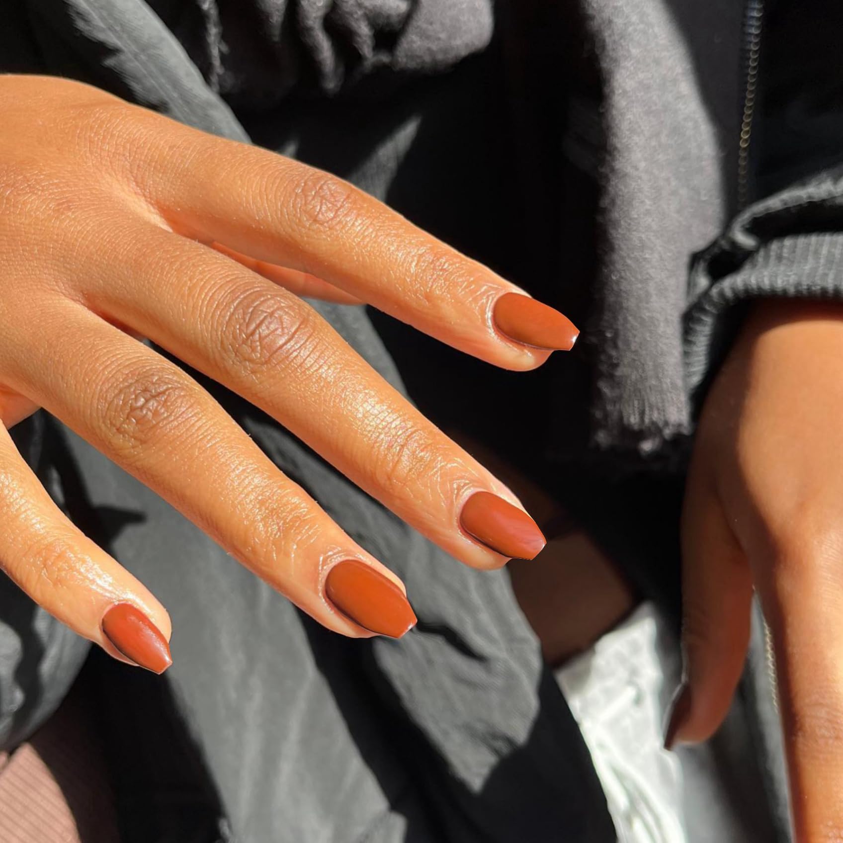 Caramel Short Coffin Press on Nails Medium Coffin Nails Press ons Glue on Nails Short Fake Nails for Women Ballerina T Shape Acrylic False Nails Natural Handmade Gel Nails Medium Square Nails