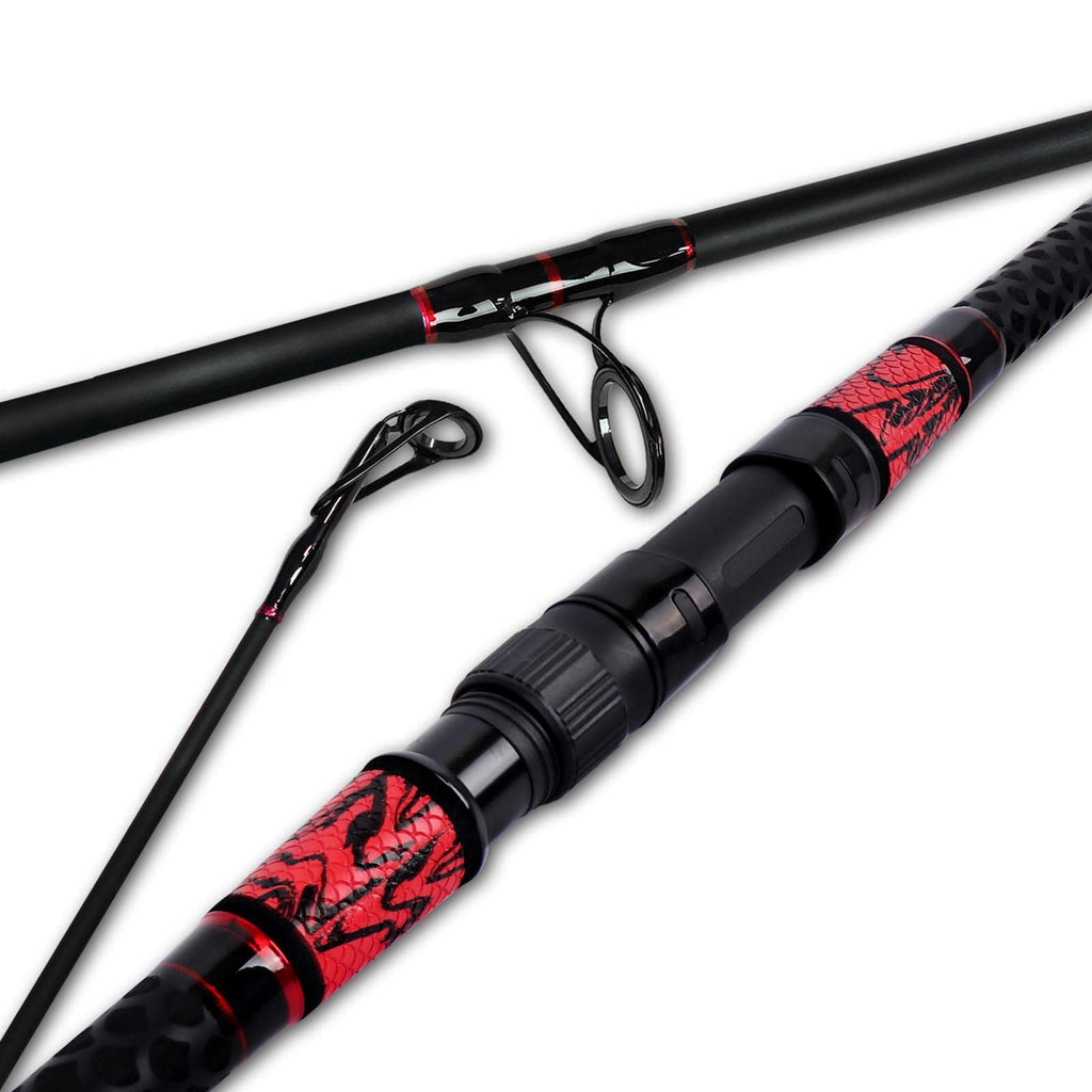 Fiblink Surf Spinning Fishing Rod Graphite Travel Fishing Rod (Red 15 Feet - 3Pcs)